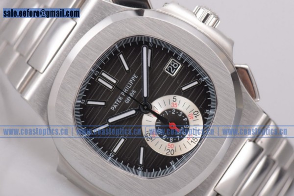 Patek Philippe 1:1 Replica Nautilus Chrono Watch Steel 5980/1A Black Dial (BP)